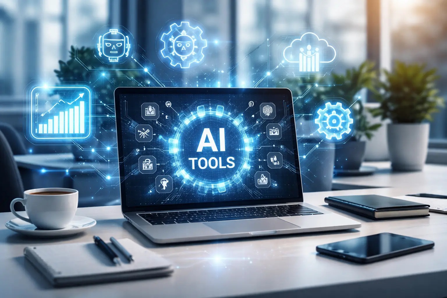 Best AI Tools for Small Businesses dashboard showing AI software for productivity, automation, and business growth in 2026