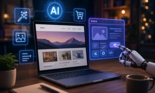Best AI Website Builders in 2026 comparison featuring Wix AI, Hostinger Horizons, Framer, Webflow, Squarespace Blueprint AI, Durable, 10Web, ZipWP, Jimdo Dolphin, and Dorik AI for AI website creation, web design, landing pages, WordPress, business websites, SEO, and no-code development.