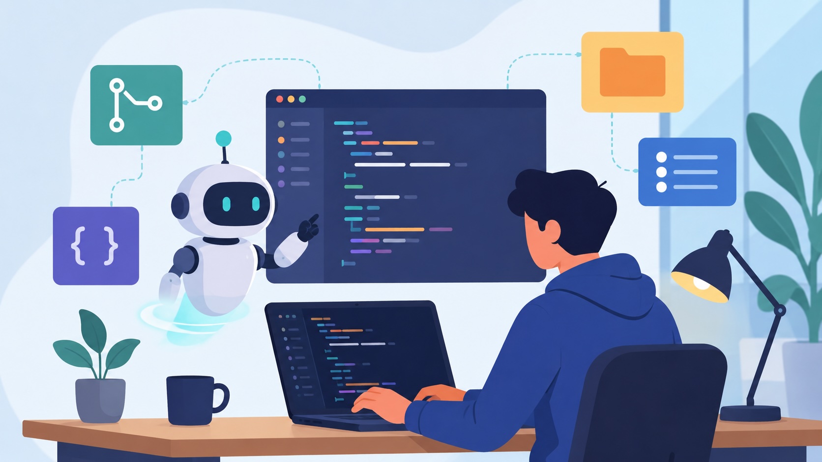 Best AI coding assistants in 2026 featuring GitHub Copilot, Cursor, Claude Code, Google Gemini Code Assist, Amazon Q Developer, Codeium, Tabnine, Replit, Windsurf, and Bolt.new for AI code generation, code completion, debugging, software development, IDE integration, programming productivity, cloud development, and AI-powered coding workflows.